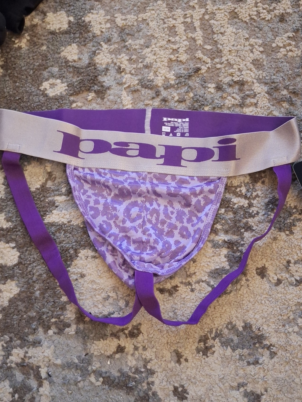 Papi Men's Purple Leopard Print Jockstrap Brief